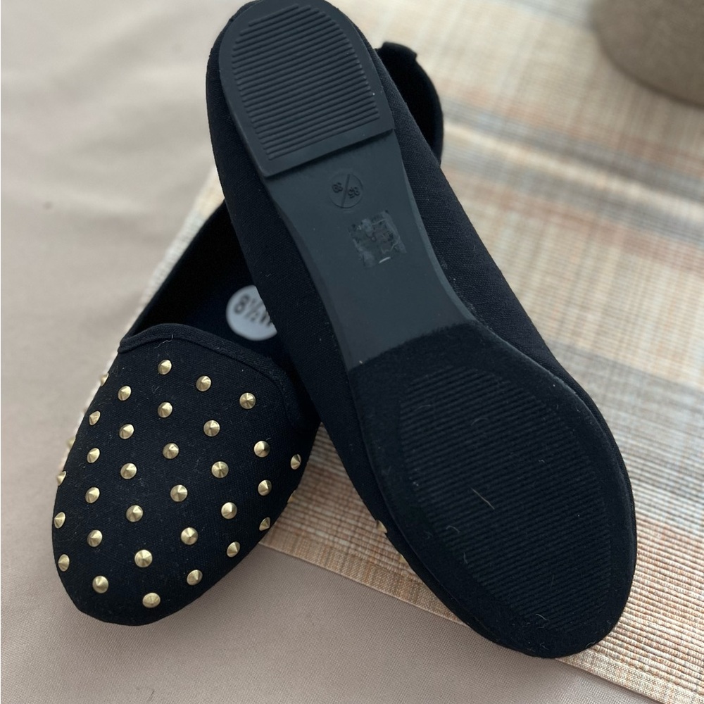Dirty Laundry Black and Gold Studded Flats